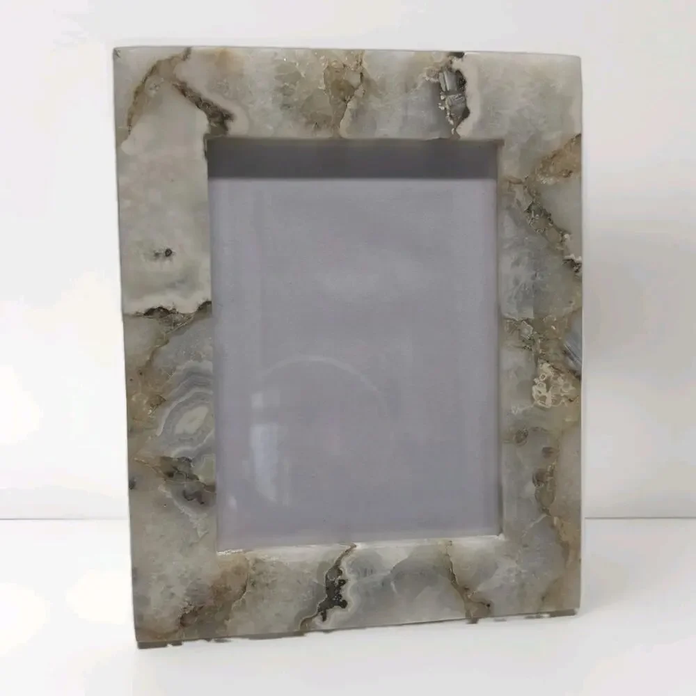 White Quartz Stone Picture Frame Natural Agate Photo Frame 5x7 Photo